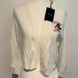 Disney Cream Open-Front Cardigan with Minnie Embroidery